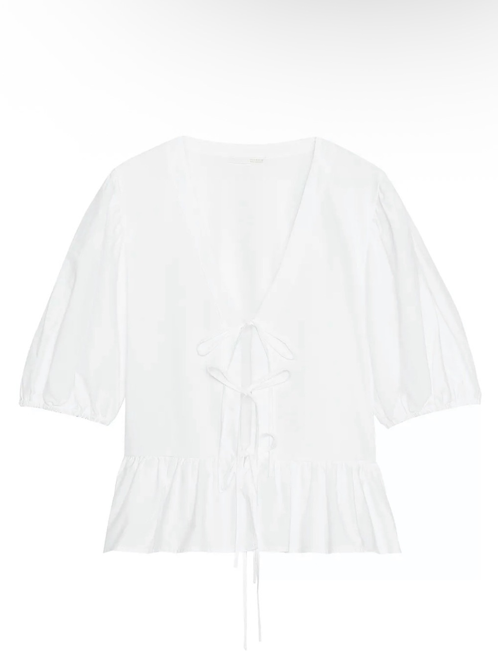 Zara White Tie-Front Peplum Blouse